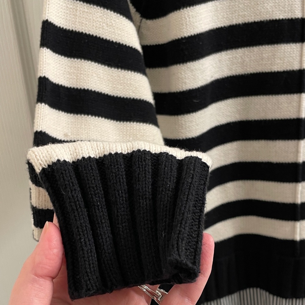 Ralph Lauren Polo Black & Cream Striped Layered Bullion Patched Sweater Size PL - Picture 10 of 17